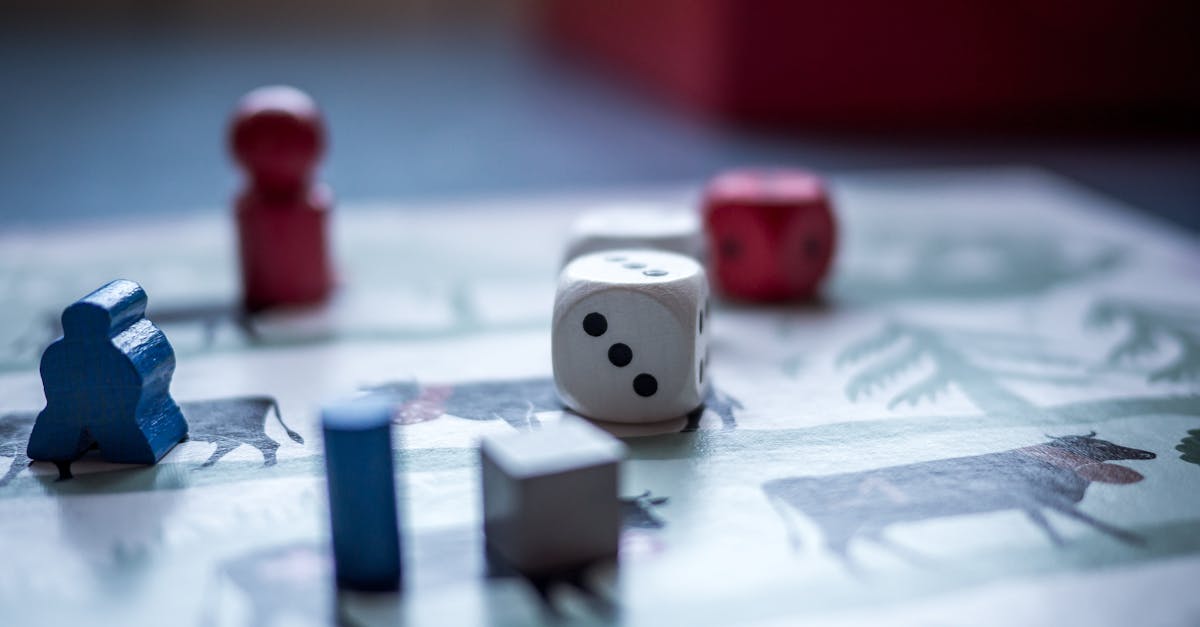 Dices and Wooden Pieces on Game Board