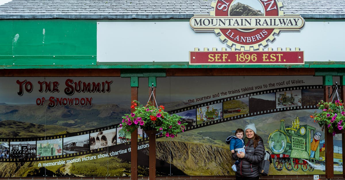 A happy family moment at Snowdon Mountain Railway, Llanberis, perfect for travel and tourism themes.