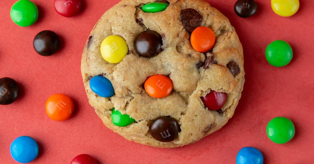 Close-Up Photo of Chocolate M and M Chips Cookie
