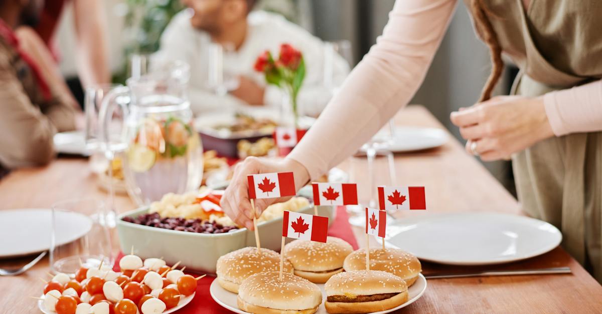 Burgers Served on a Table in Canadian House 
