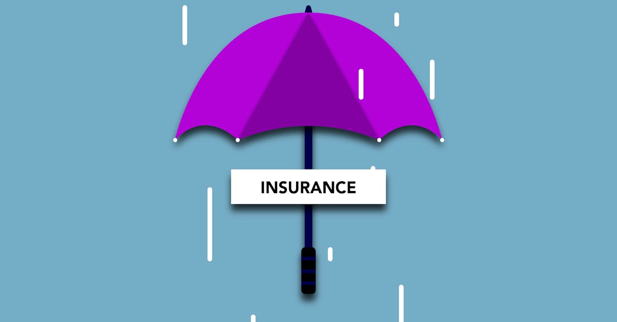 Decorative cardboard illustration of signboard with Insurance title under umbrella in rain on blue background